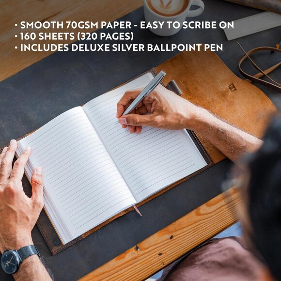 Leather Journal Refillable Notebook - Writing Journals for Women, Mens Journal - Picture 3 of 6